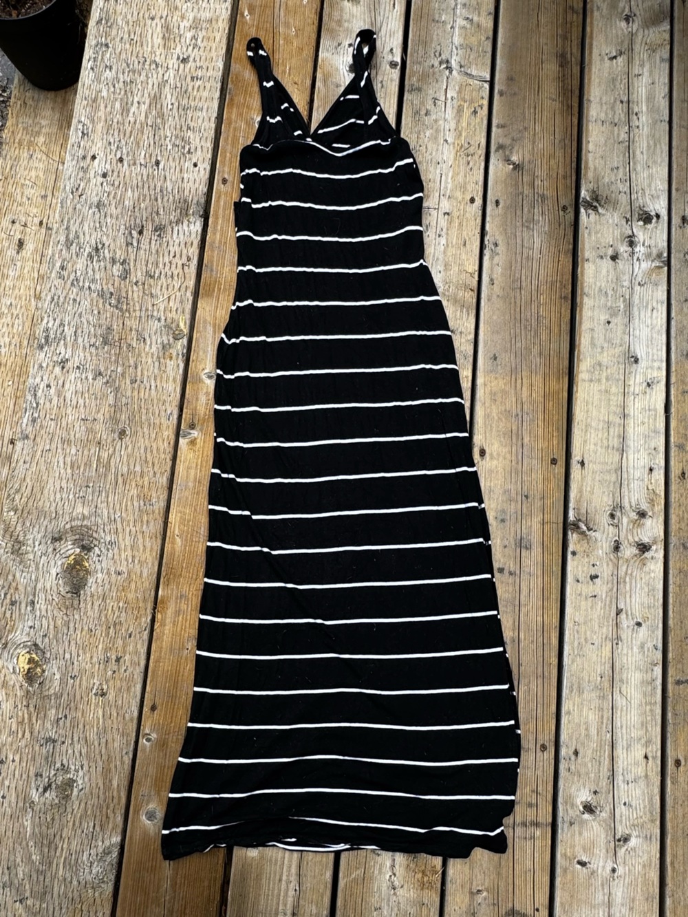 vintage Garage Black and White Striped Maxi Dress